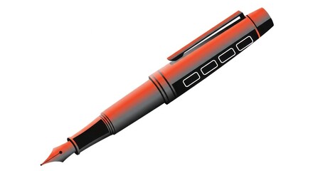 A sleek modern red and black fountain pen with a silver clip is presented against a clean white background