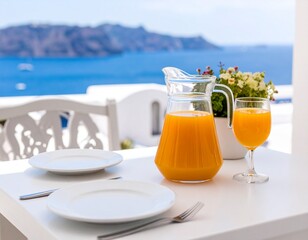 オレンジジュースと地中海の朝

