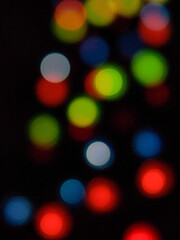 Round circles bokeh of lights with black background