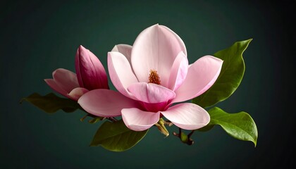Close-up of two pink magnolia blossoms