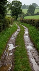 Rural track, muddy, rain, curves