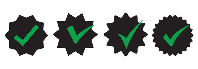 Green checkmark, green tick, check mark icon button set. tick mark with checkbox icon. Green checkmark sign for app, ui, website.