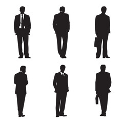 vector illustration of businessman silhouette set, Black & White silhouette set