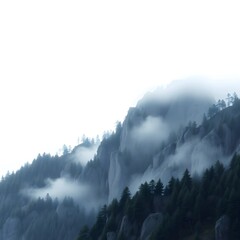 Fototapeta premium Mountain landscape with clouds and fog over the forest
