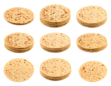 Arrangement Of Freshly Baked Chapatis Featuring A Light Brown Color And Textured Surface With Transparent Background