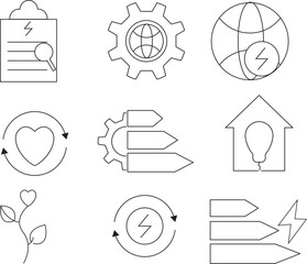 Set Of vector Icon Energy & Ecology