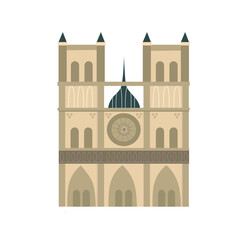 France, Amiens Cathedral tourism landmarks, vector city travel illustration, iconic