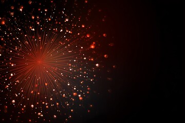 Obraz premium Sparkling Red Particles Exploding Like Fireworks on a Dark Background Abstract Design Element