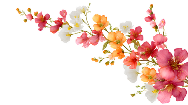 Floral Corner divider with mini flower isolated on white background 