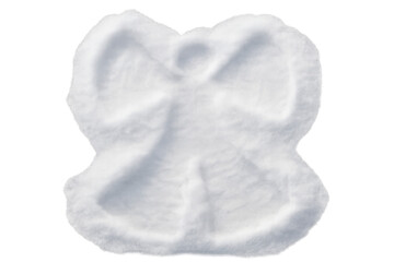 Crafting snow angel on pristine white surface, winter playfulness capturing seasonal joy and festive spirit