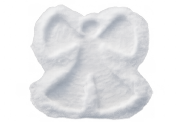 Crafting snow angel on pristine white surface, winter playfulness capturing seasonal joy and festive spirit