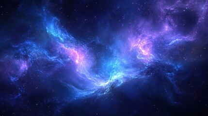 Obraz premium Abstract background with swirling cosmic dust and nebulae in deep blues