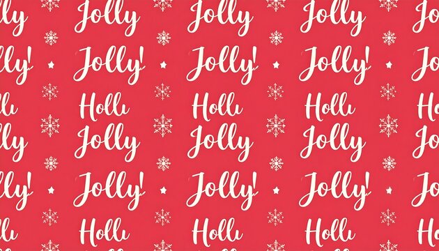 Christmas wrapping paper design with repeated "Jolly" and "Holi" text and snowflakes