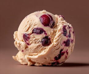 Delicious creamy vanilla ice cream with vibrant fresh berry chunks on a smooth background perfect for desserts and summer treats