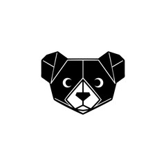 Black and white origami bear animal icon vector illustration, creative geometric design concept for business