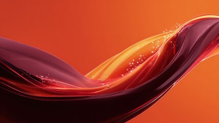 Abstract fluid wave with flowing curves and dynamic motion in vibrant red orange colors for modern art and digital design backgrounds