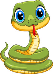 Illustration of Cute green snake cartoon on white background