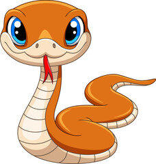 Illustration of Cute brown snake cartoon on white background