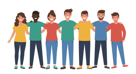 Obraz premium Diverse Group of Friends Standing Together Smiling.