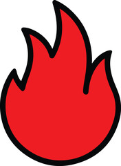 Fototapeta premium Red flame symbol with black outline fire heat style vector illustration EPS file download
