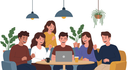 Group of Friends Collaborating Around a Table.