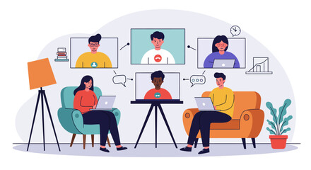 People Participating in a Virtual Video Conference Call.