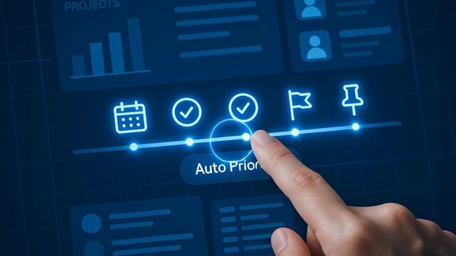 Auto prioritize task management software interface with finger pointing for developer collaboration using ai software enhancing project management