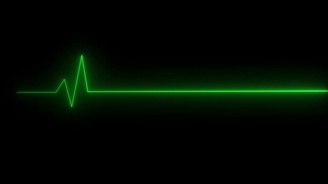 Neon heartbeat line on black background. 4k seamless loop animation. Heartbeat cardiogram.