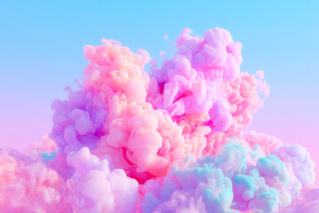 Pink and teal smoke clouds merging into vapor abstract
