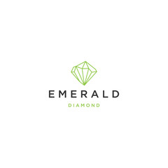 Emerald diamond with line art style logo design template