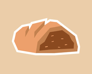 Loaf of Bread Sticker with Flat Soft Color Palette in Cutout Style