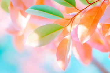 Translucent leaves overlay in green and orange abstract