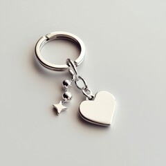 Unique metal keyring adorned with playful pendants.