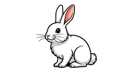 Obraz premium Whimsical White Rabbit Cartoon Illustration for Children's Book Art and Design Projects