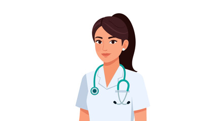 Fototapeta premium Dedicated healthcare professional in clinical attire symbolizing medical expertise and patient wellbeing representing a skilled and compassionate