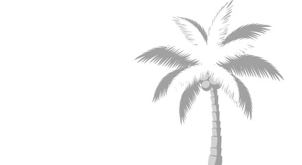Obraz premium Monochrome Tropical Dreamscape: A Serene Palm Tree Illustration with Subtle Gray Tones and Minimalist Design for Relaxation and Calmness