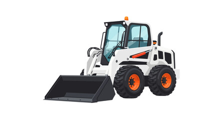 Fototapeta premium Vector Illustration of a White Skid Steer Loader Against a Clean Background for Construction Applications and Visual Media Content Creation