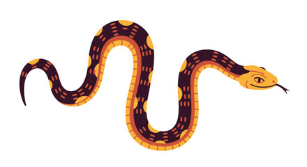 Fototapeta premium Stylized illustration of a snake with geometric patterns and vibrant coloration on a plain backdrop for diverse applications