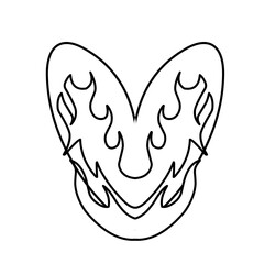 hand-drawn heart with burning fire icon