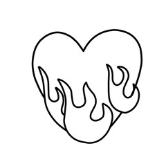 hand-drawn heart with burning fire icon