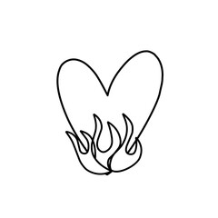 hand-drawn heart with burning fire icon
