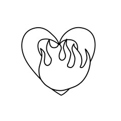 hand-drawn heart with burning fire icon