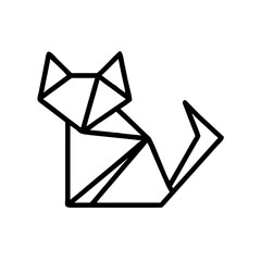 Adobe Stock検索用タグ: 「Cat. An origami image. Monochrome. Tangrams. Line drawing illustration.