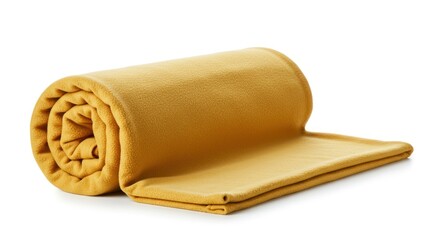 Rolled mustard yellow blanket