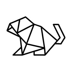 Image made with monkey Origami. Monochrome. Tangrams. Line drawing illustration.