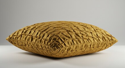 Mustard-yellow, quilted cushion