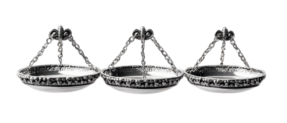 Ornate Silver Balance Scales On Transparent Background Representing Judgement And Equilibrium