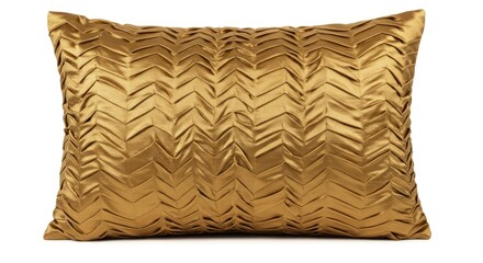 Gold pillow with pleated chevron pattern