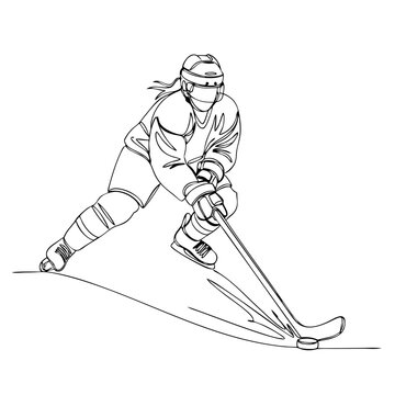 hockey player action line art clip art preview