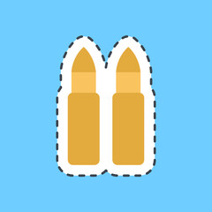 Cutting line sticker bullet. Military and war elements.